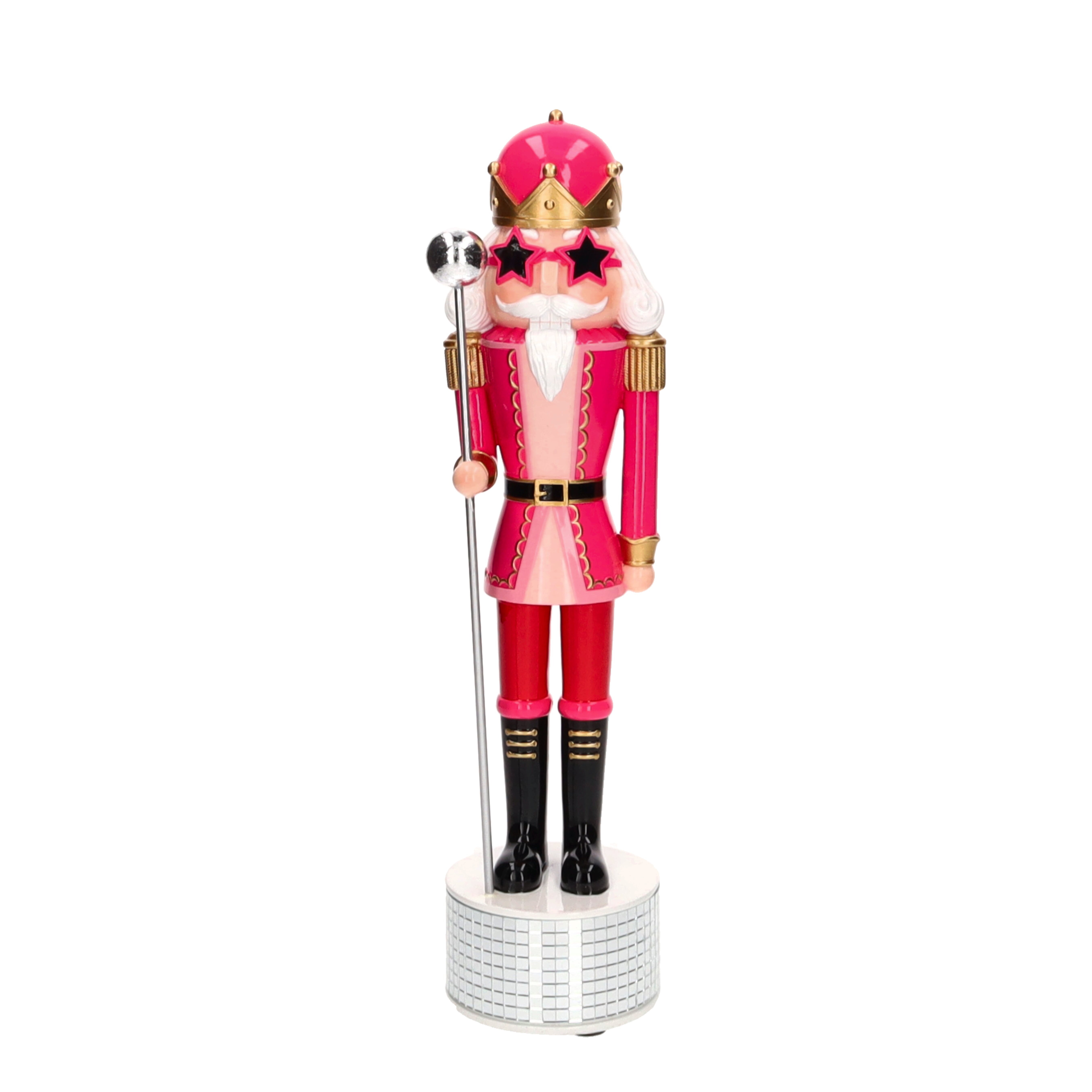 Noce, Nussknacker m. Stange/Sonnenbrille, H35cm, rosa