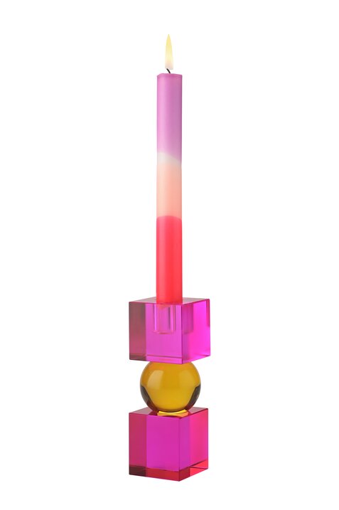Sari, Kristallglas, Kerzenhalter, Kugel, 2 Cubes, pink/orange, gs