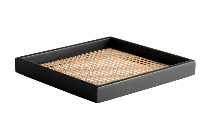 Bento, tray, M, mango wood, braid, black