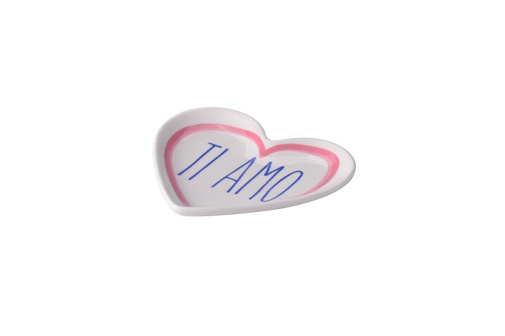 Love Plates, Deko-Teller, Porzellan, Motiv: Ti amo, Herz, flach, weiß