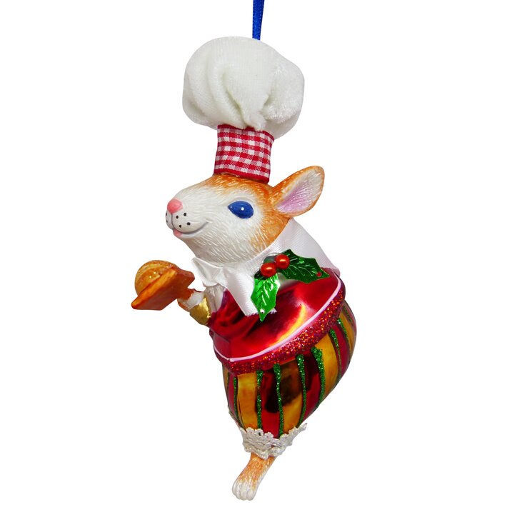 Hänger, Maus Bäcker, rot/weiß