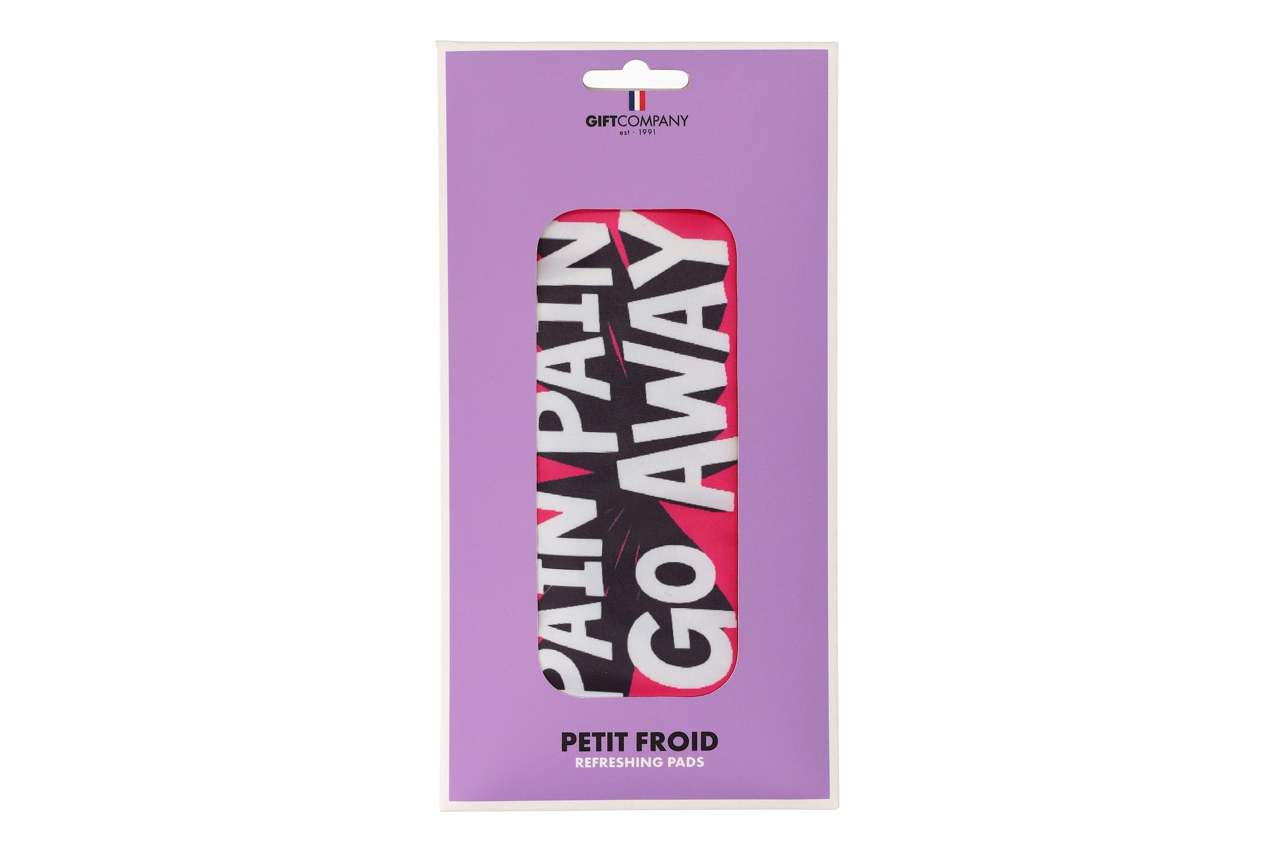 Petit Froid, Erfrischungskissen M, Motiv: Pain pain go away/Streifen, neon pink