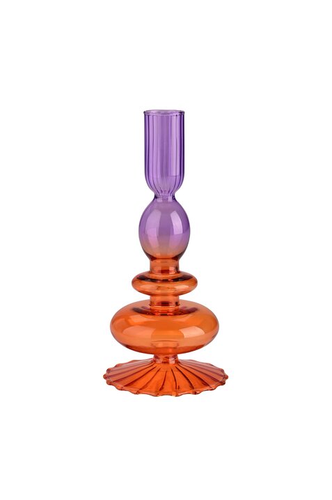 Voile, Kerzenhalter, H19cm, Borosilikatglas, lila/orange, gs