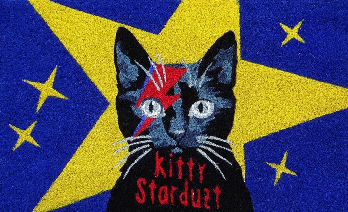 Fussmatte, Motiv: Kitty Starduzt, blau/gelb