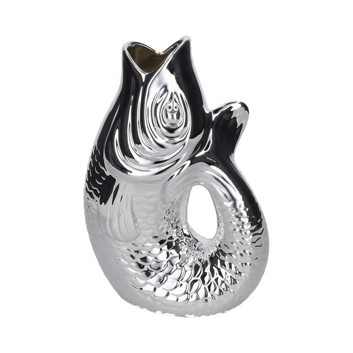 Monsieur Carafon, Fisch, Vase, L, silber, 2,7 Liter