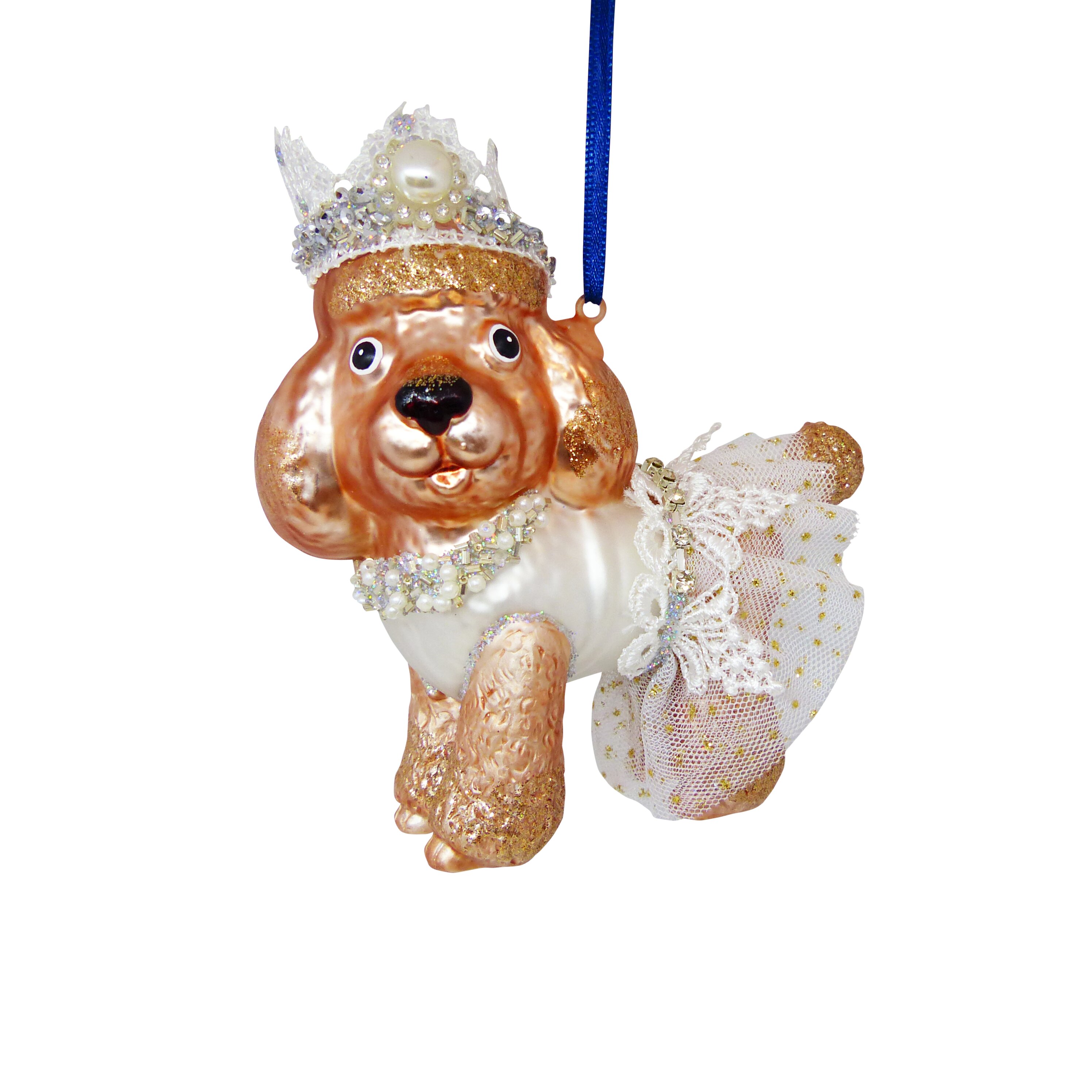 Hänger Pudel Prinzessin, kupfer/weiß