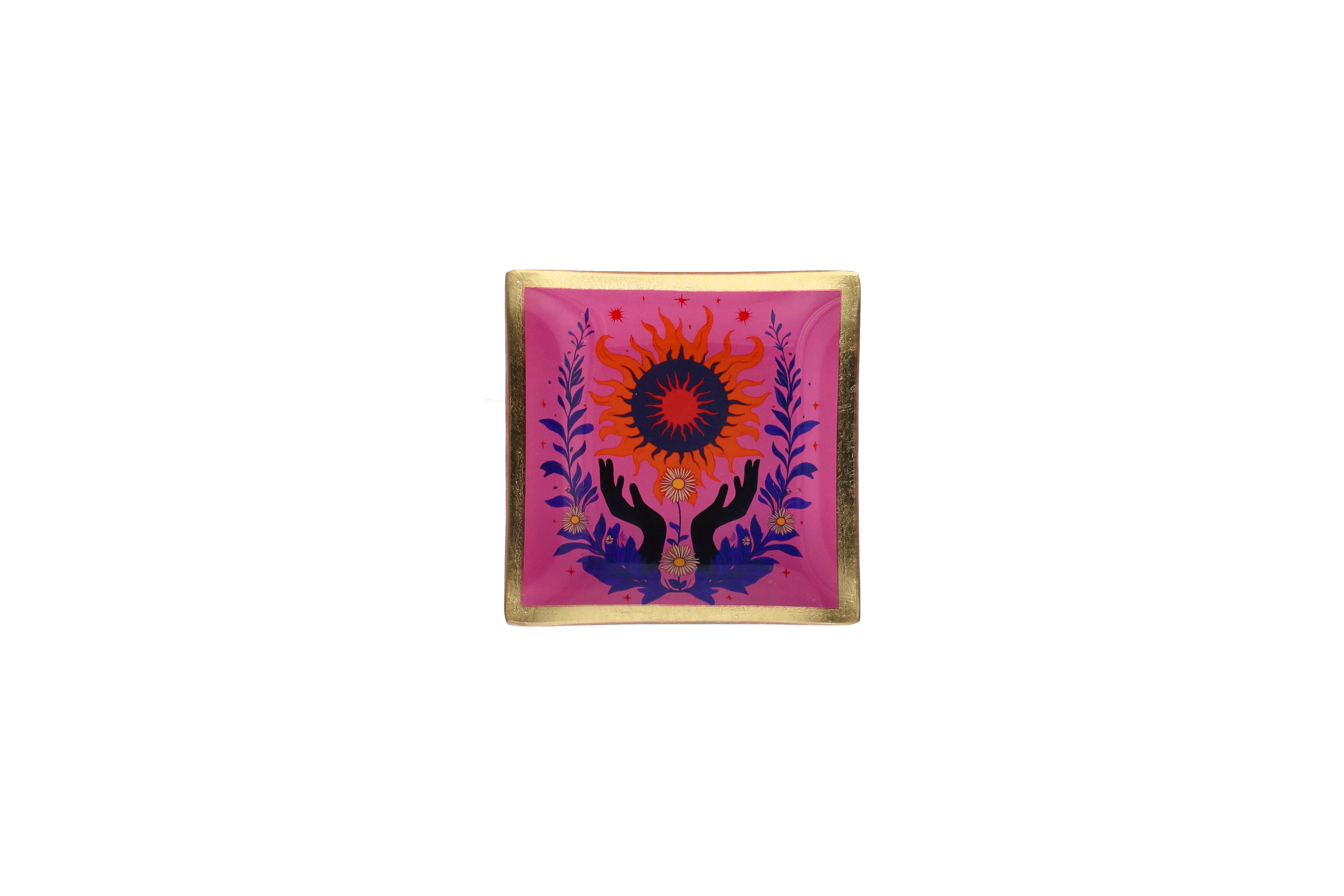 Love Plates, Glasteller S, Motiv: Heilige Sonne, rosa