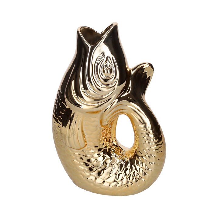 Monsieur Carafon, Fisch, Vase, L, gold, 2,7 Liter