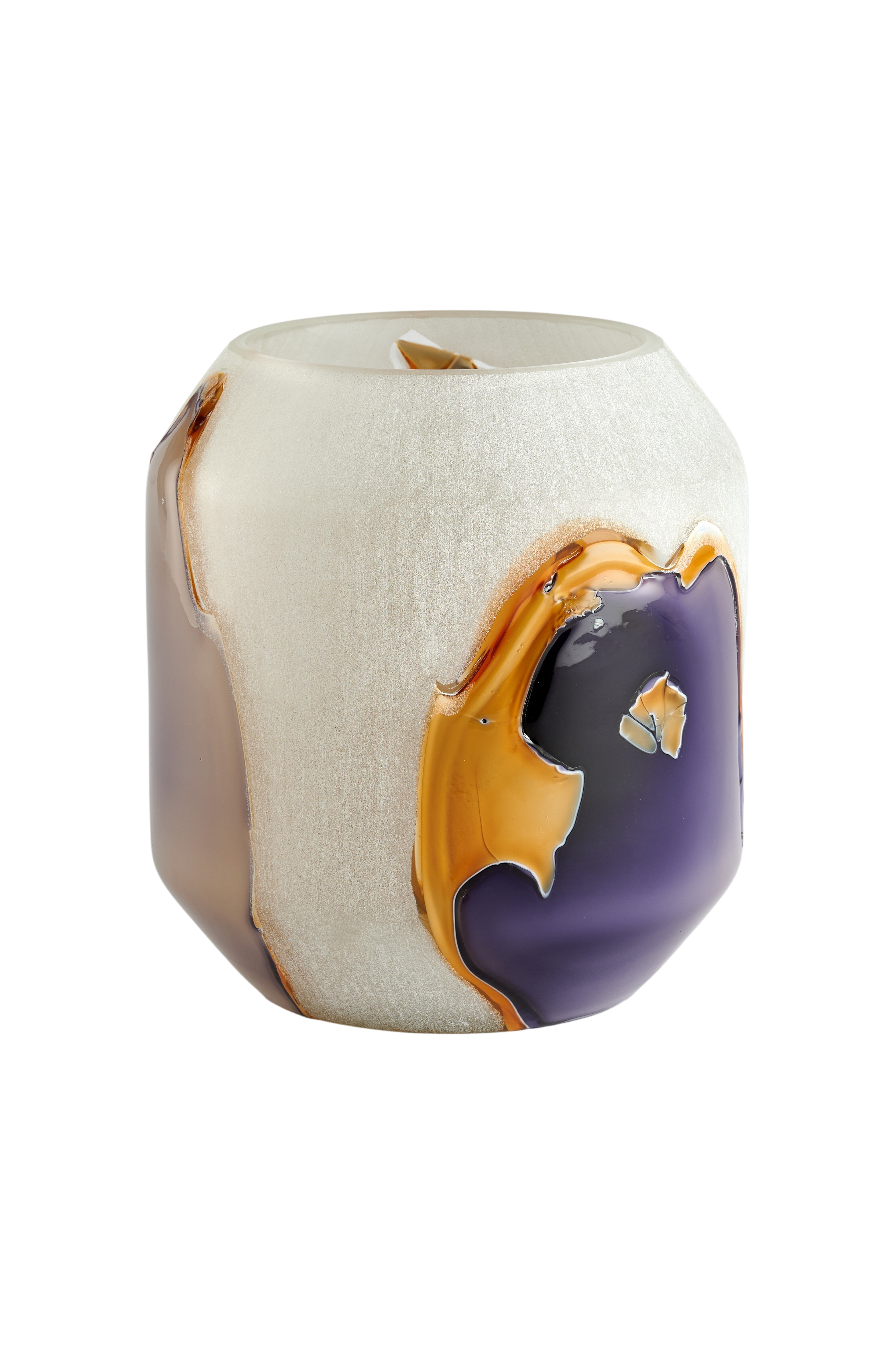 Chiffon, Vase, H22cm, satiniert, weiß/lila/amber, df
