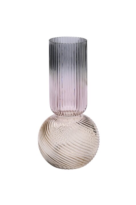 Jacquard, Vase, runder Boden, schmaler Hals, Farbverlauf, H30cm, grau/lila/sandstone, gs
