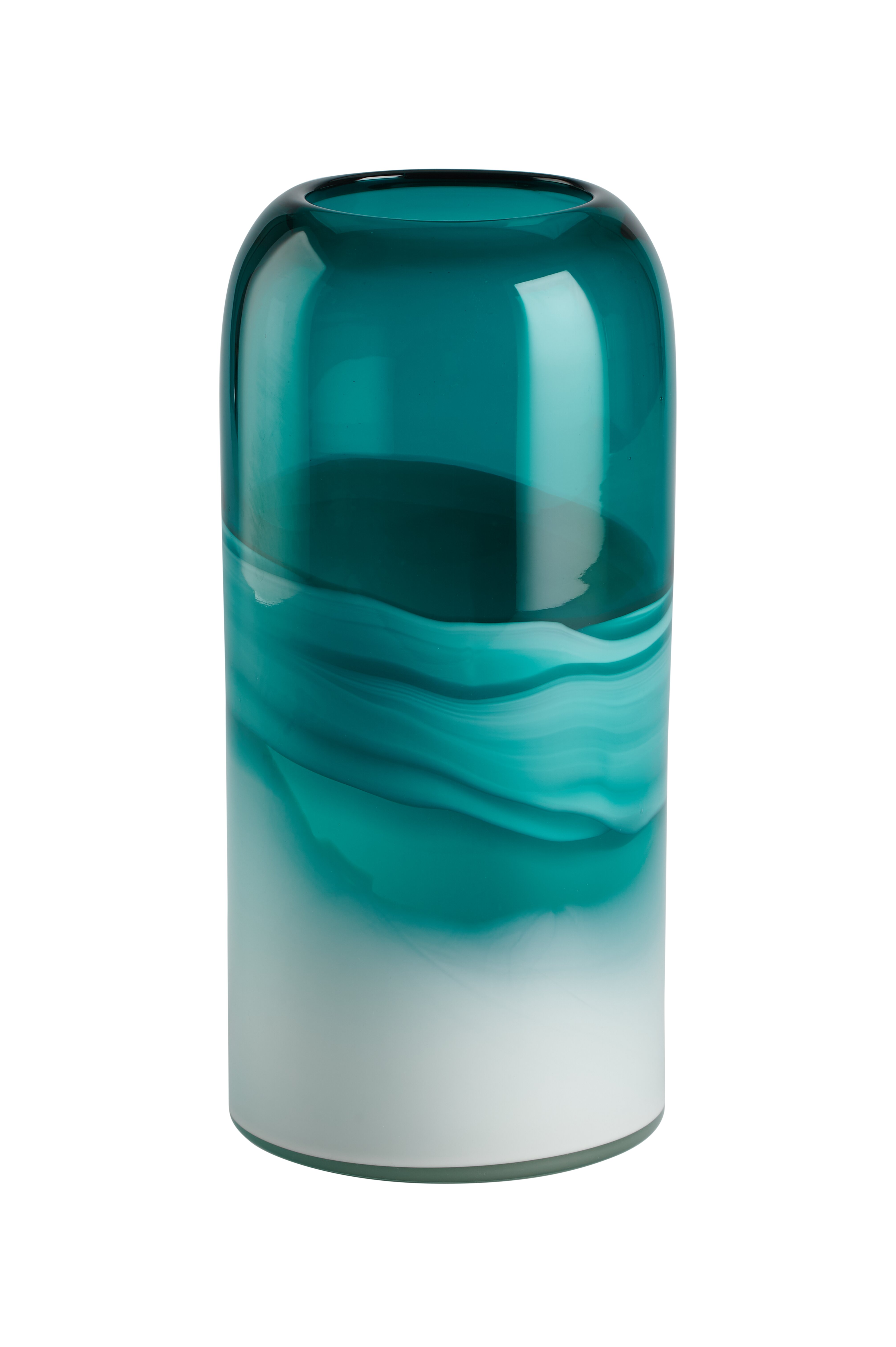 Chiffon, Vase, H26cm, türkis/weiß, df