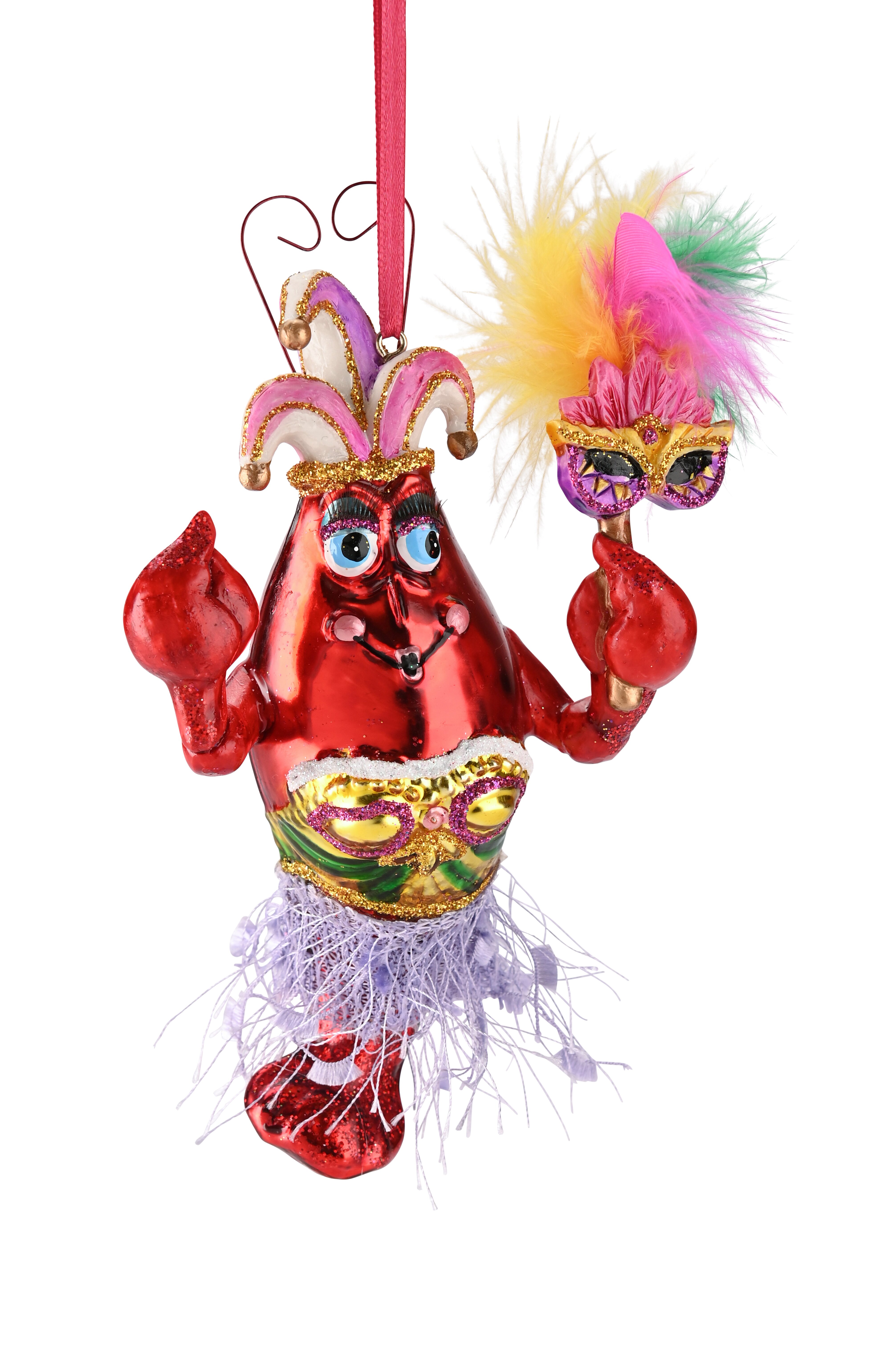 Hänger Krabbendame mit Maske, rot