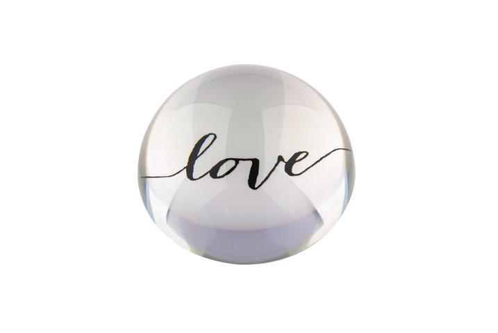 Lourd, paper weight, M, love, round, black