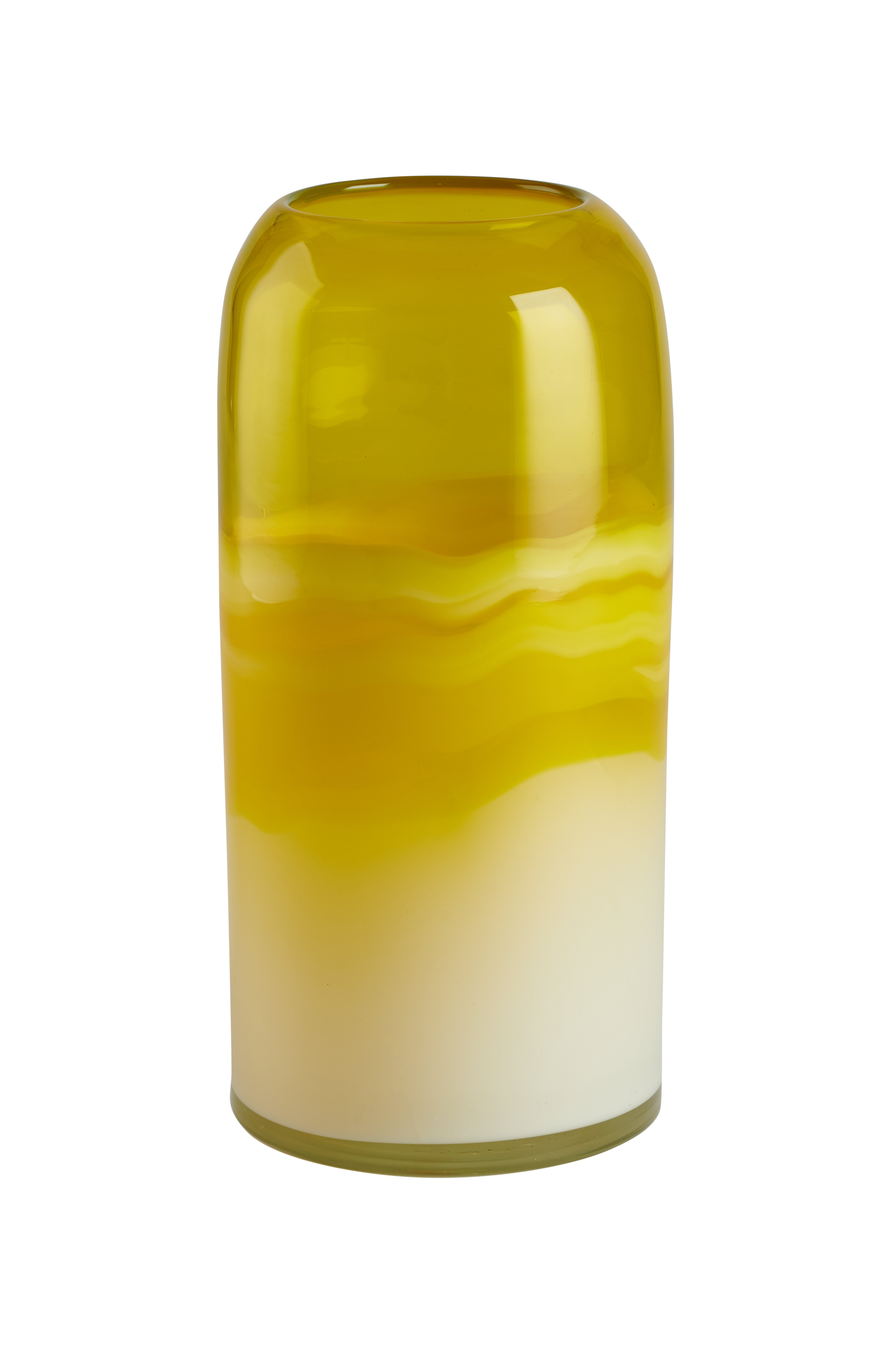 Chiffon, Vase, H26cm, gelb/weiß, df