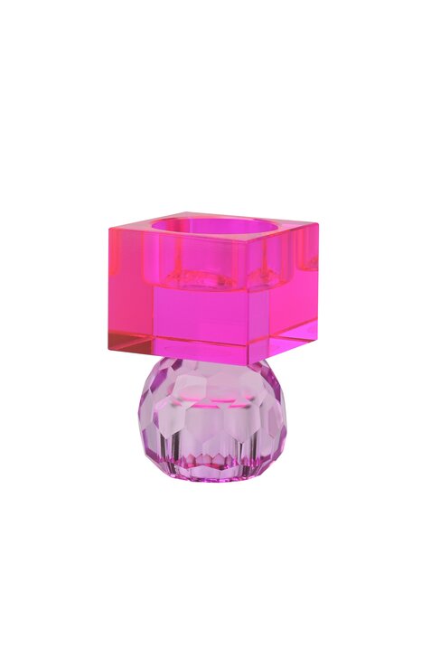 Sari, Kristallglas, Kerzenhalter/Teelichthalter, Kugel/Cube, helllila/pink, gs