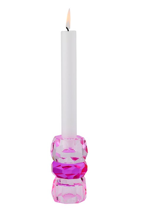 Palisades, Kristallglas, Kerzen-/Teelichthalter H10,5cm, rosa/pink, gs