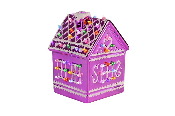 Luce, Lebkuchenhaus mit LED, Porzellan, pink