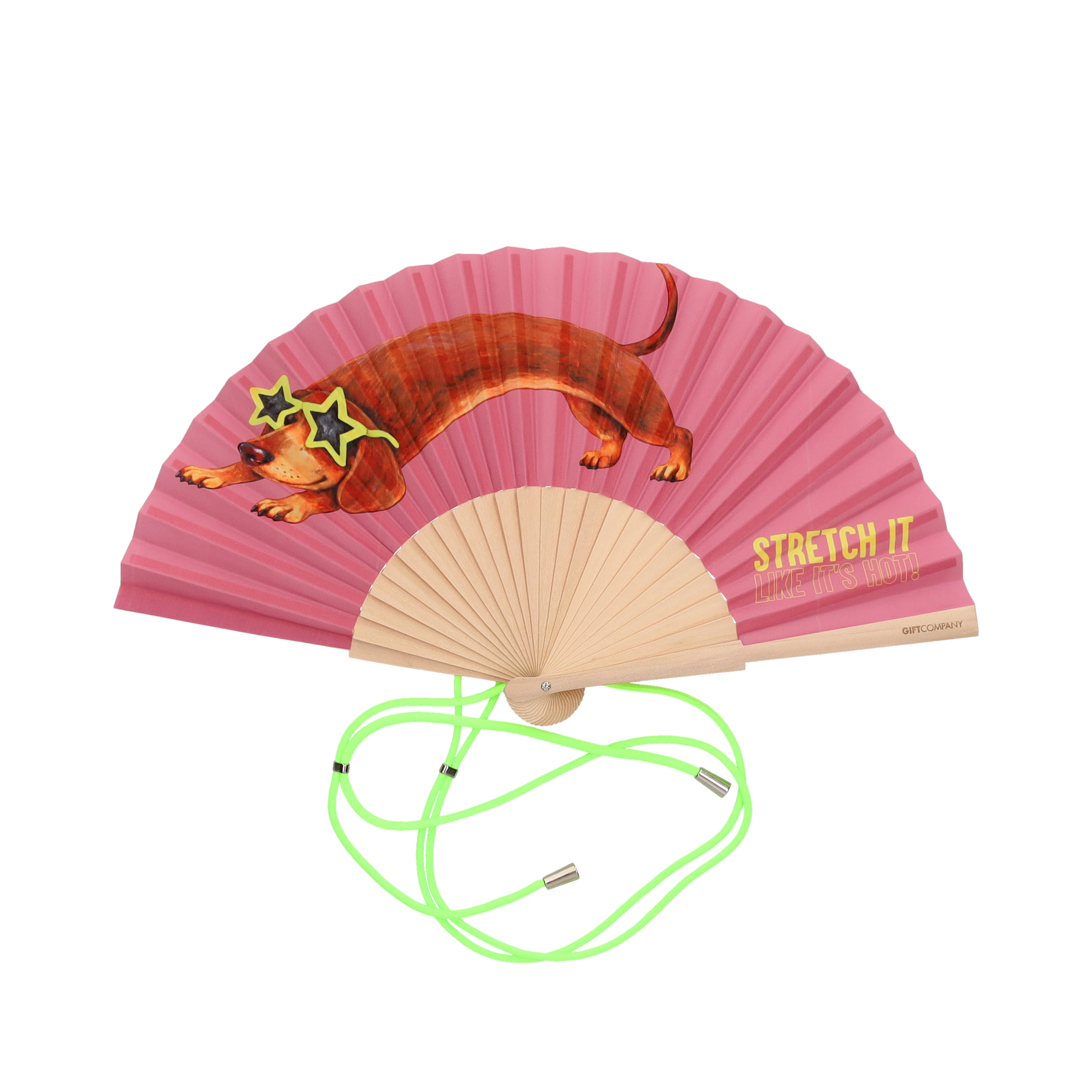 Fififan, Fächer, 23cm, Motiv: Dackel stretch it, dunkel rosa
