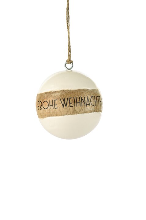 Bois, Weihnachtskugel, 6,5cm, Mangoholz, weiß