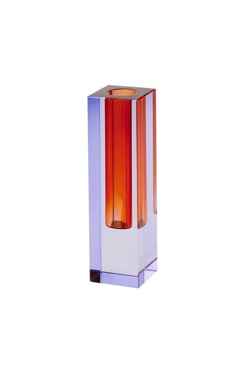 Sari, crystal glass vase h14cm, purple/orange, sprayed