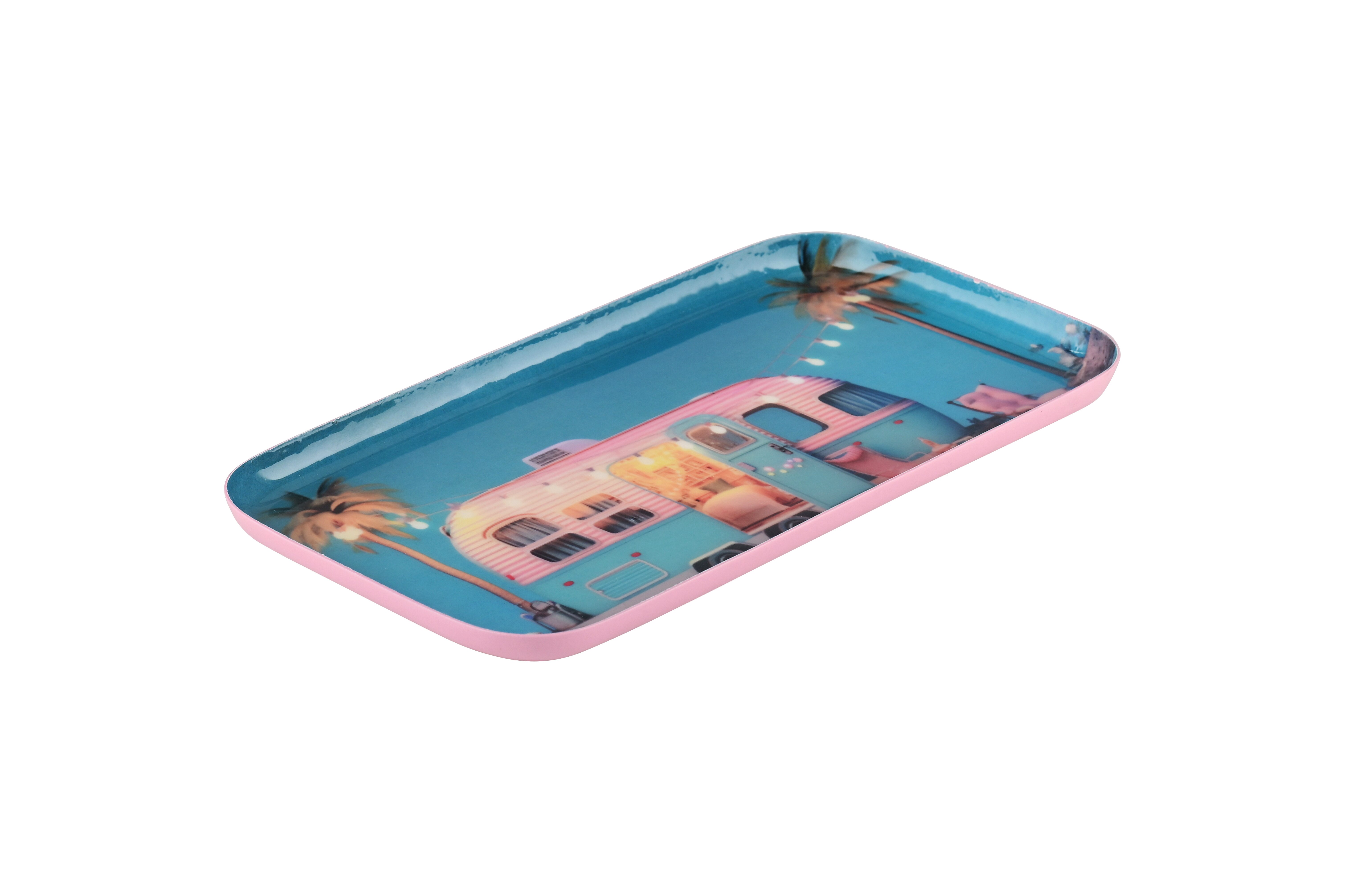 Love Trays, Dekotablett, S, Motiv: Wohnanhänger, rechteckig, blau