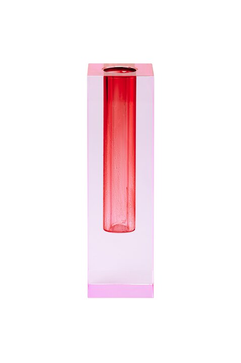 Sari,  Kristallglas Vase H17cm, pink/rot, gs