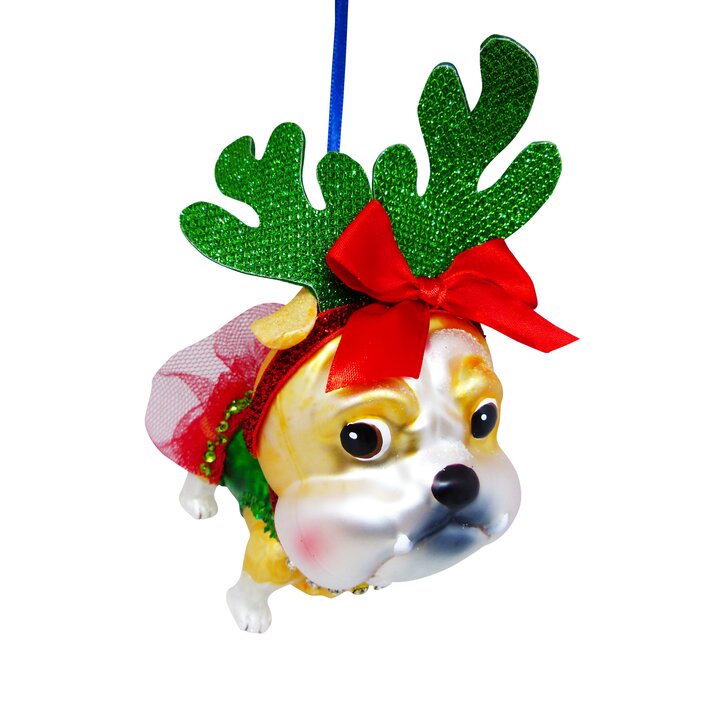 Hänger Bulldogge mit  Geweih, mehrfarbig