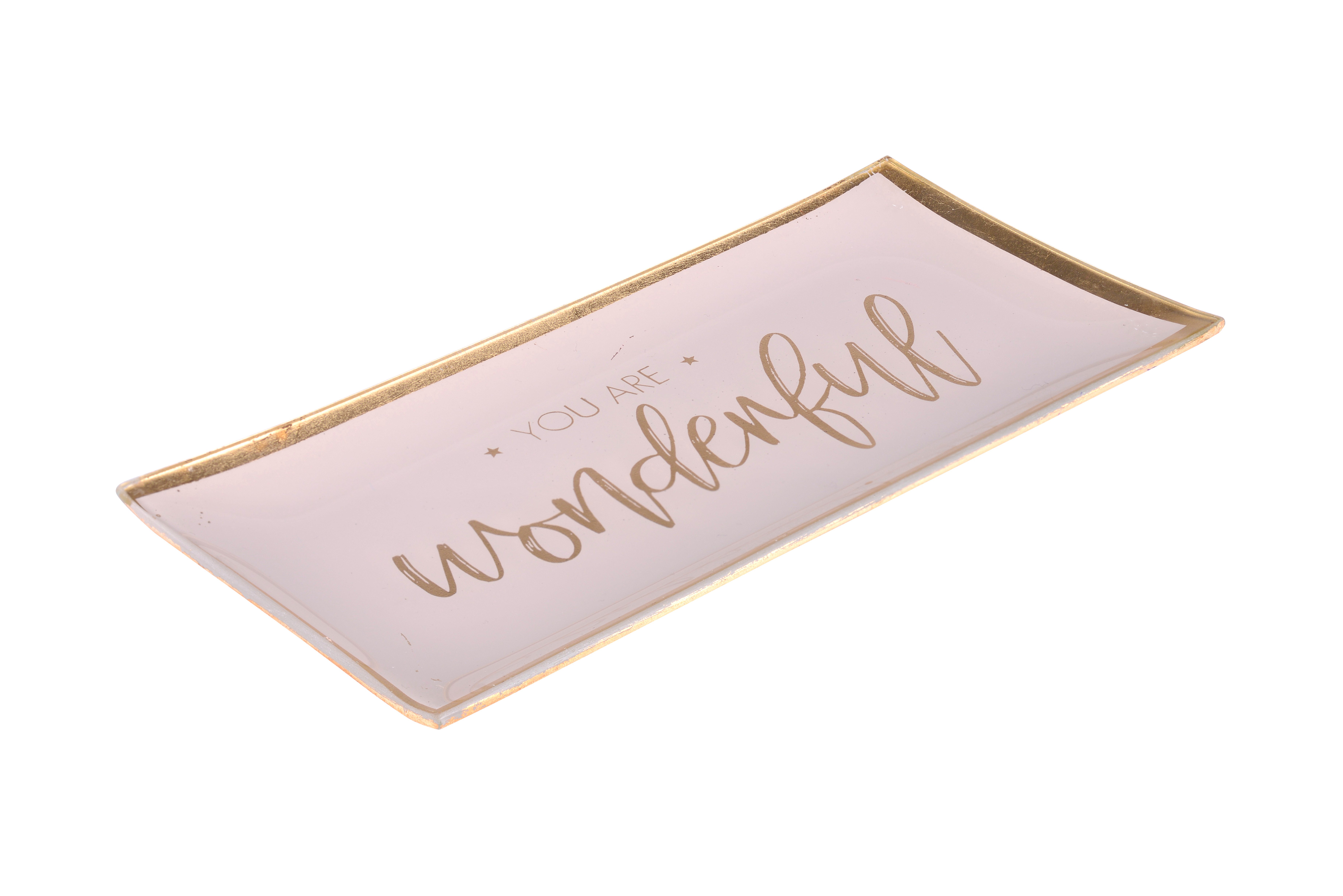 Love Plates, glas tray, L, you are wonderful, pink