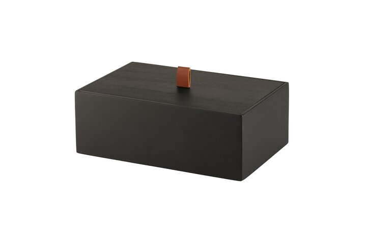 Bento, box w.division, mango wood, rectangular, black