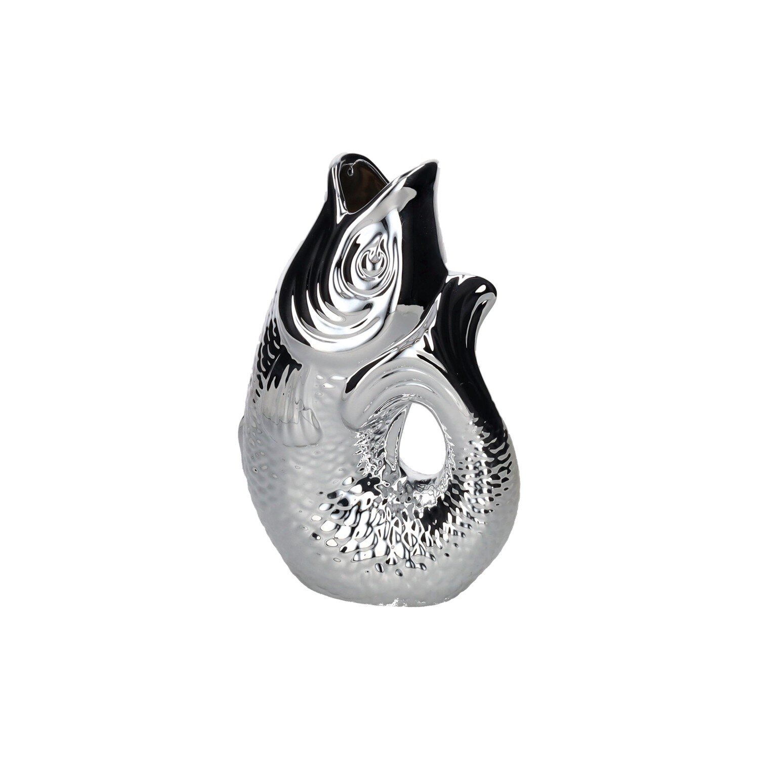 Monsieur Carafon, Fisch, Vase, S, silber, 1,2 Liter