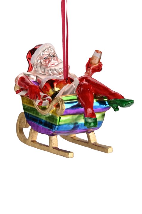 Hänger Santa im Regenbogen Schlitten, mehrfarbig