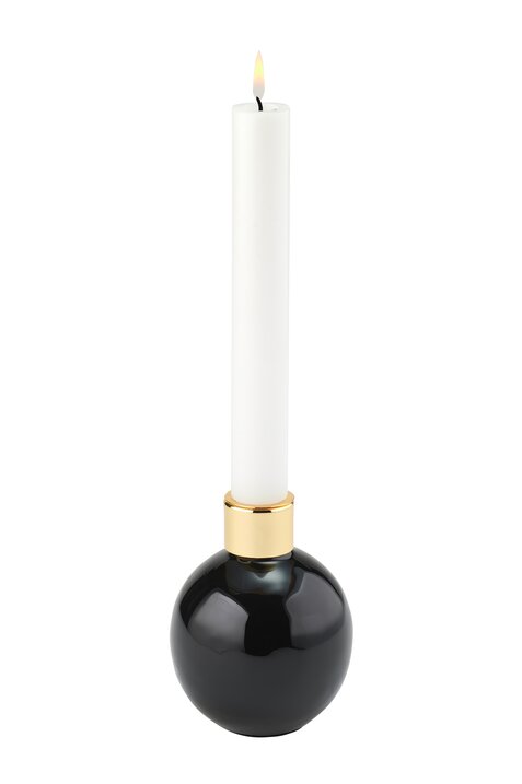 Saigon, Vase/Kerzenhalter, S(H11cm), Kugel, schwarz/gold