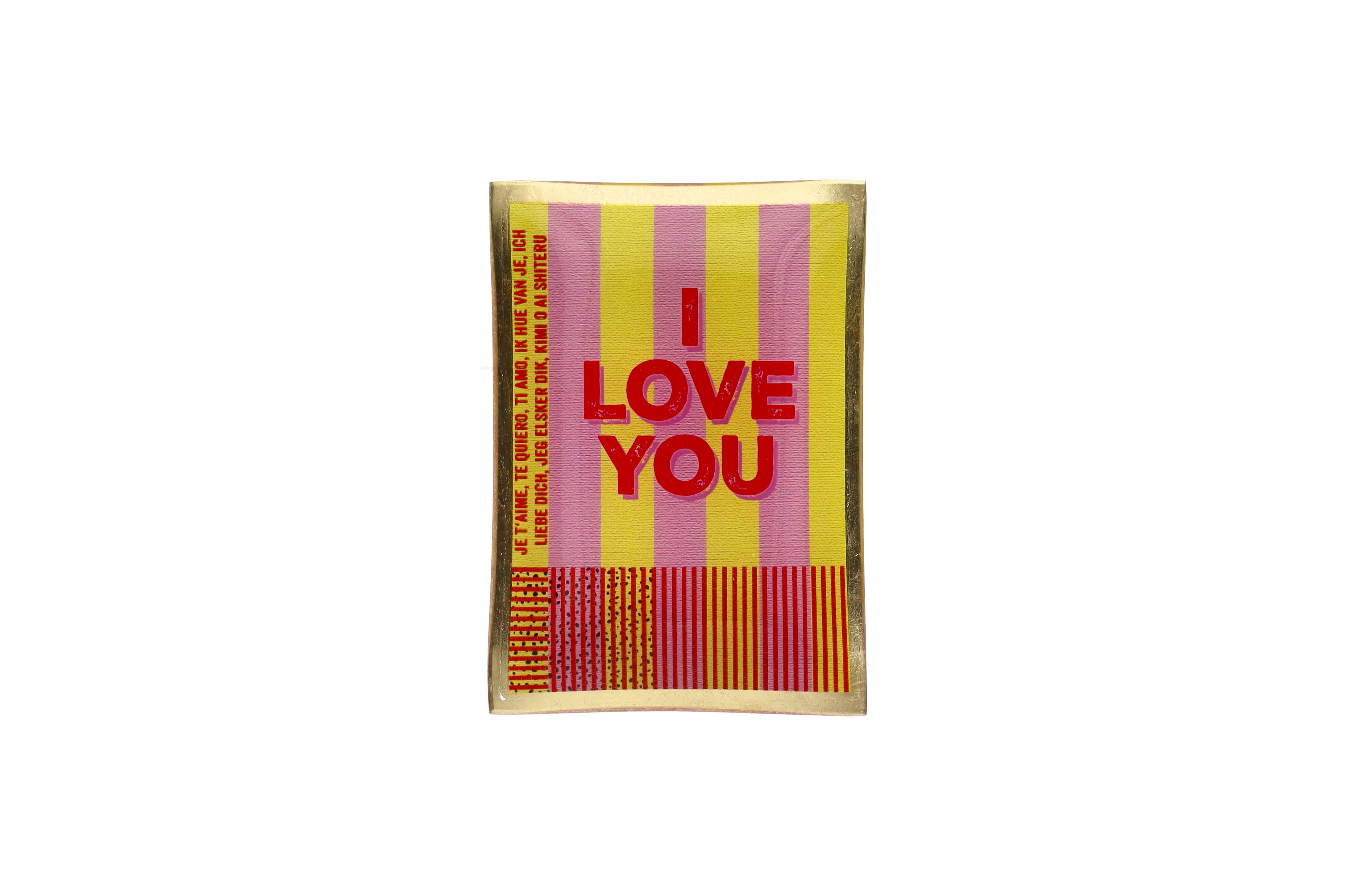 Love Plates, Glasteller M, Motiv: I love you, gelb/ rosa