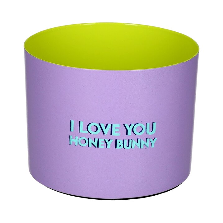 Goa, Windlicht, Motiv: I love you honey bunny, lila/lemon