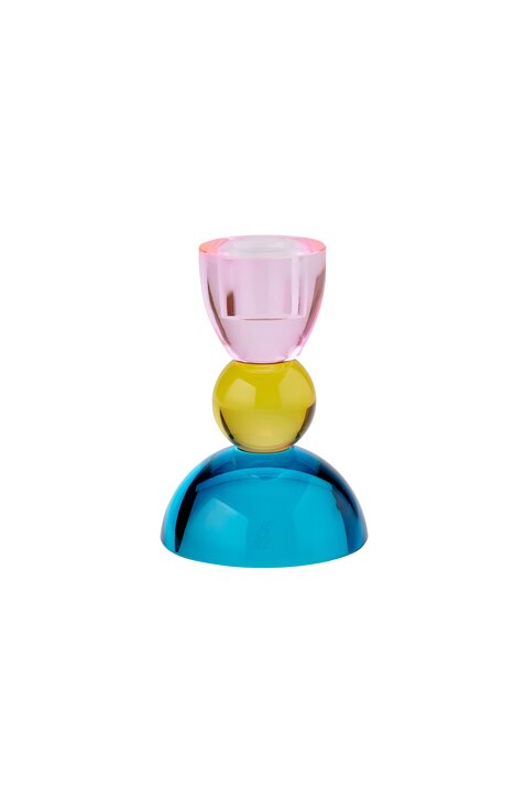 Sari, Kristallglas, Kerzenhalter H11cm, Kugel, rosa/orange/blau, gs