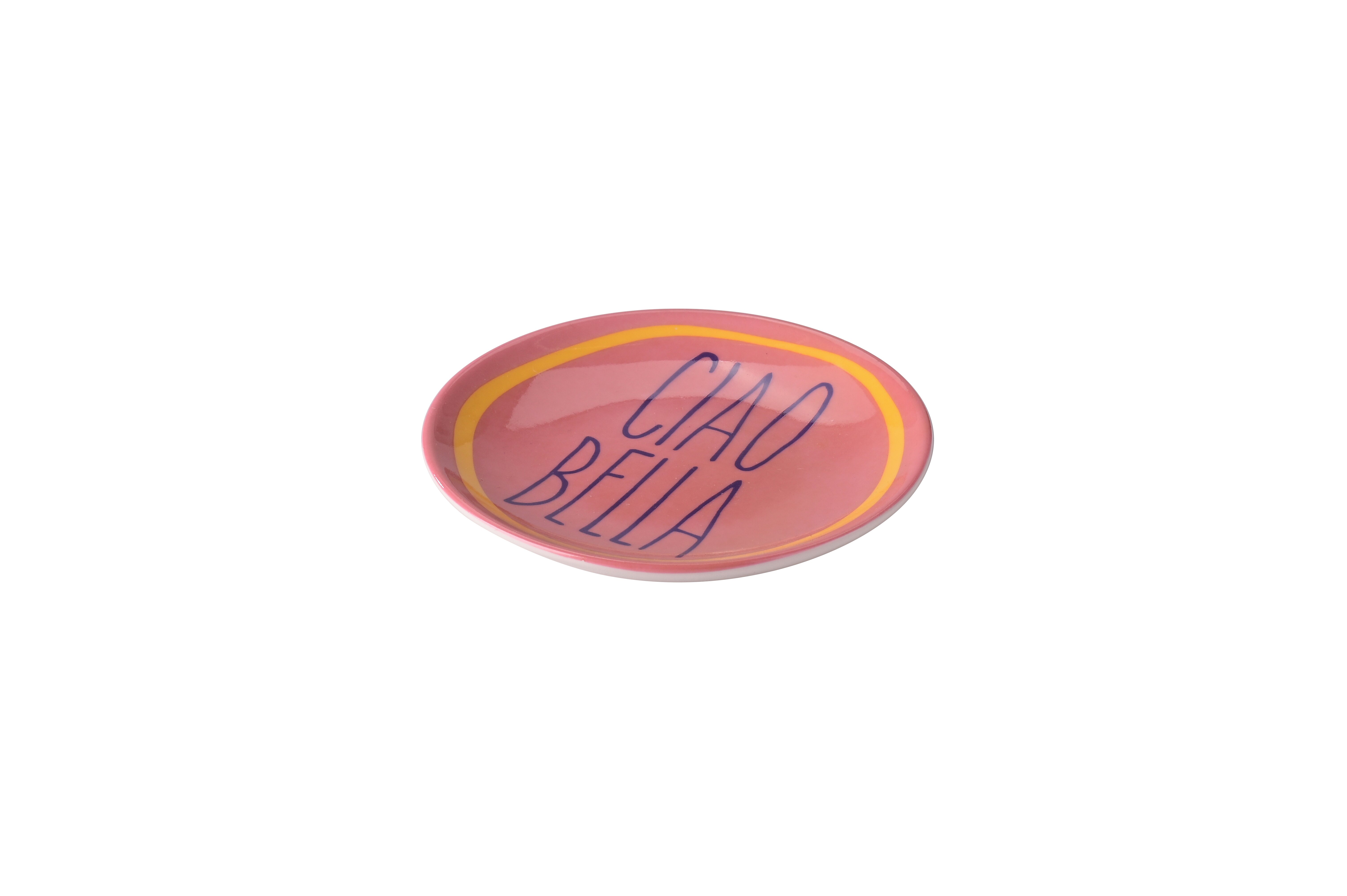 Love Plates, Deko-Teller, Porzellan, Motiv: Ciao bella, rund, rosa