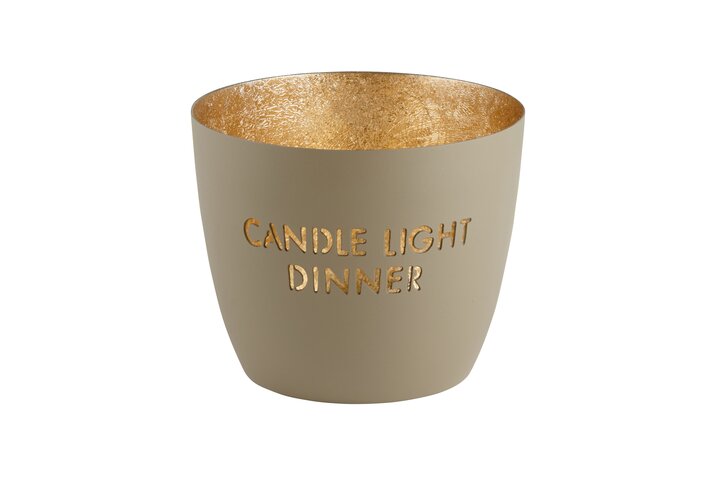 Madras, Windlicht, M, Motiv: Candle light dinner, sandstone/gold