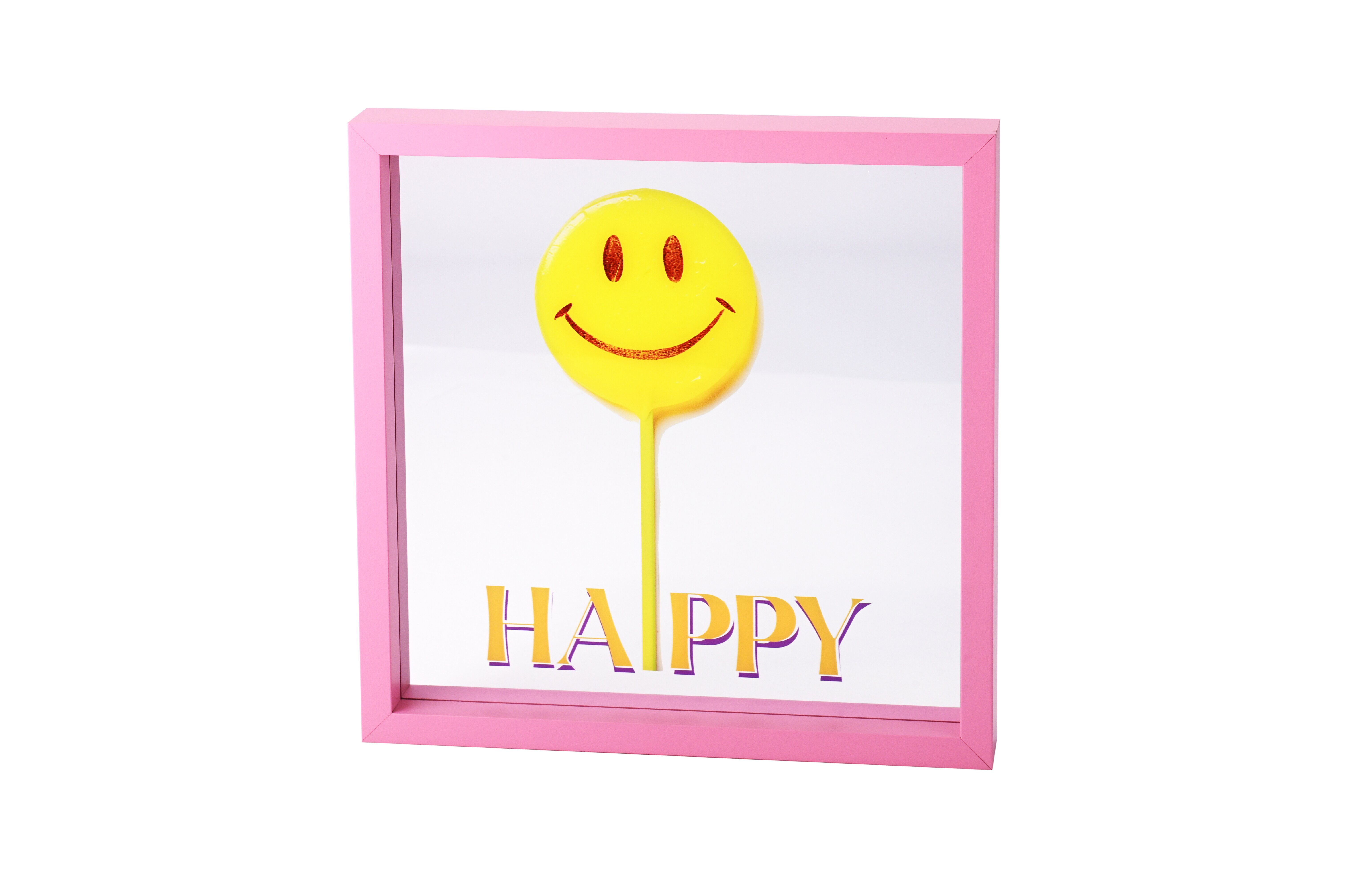 Love Frames, glass picture, motive: happy, pink