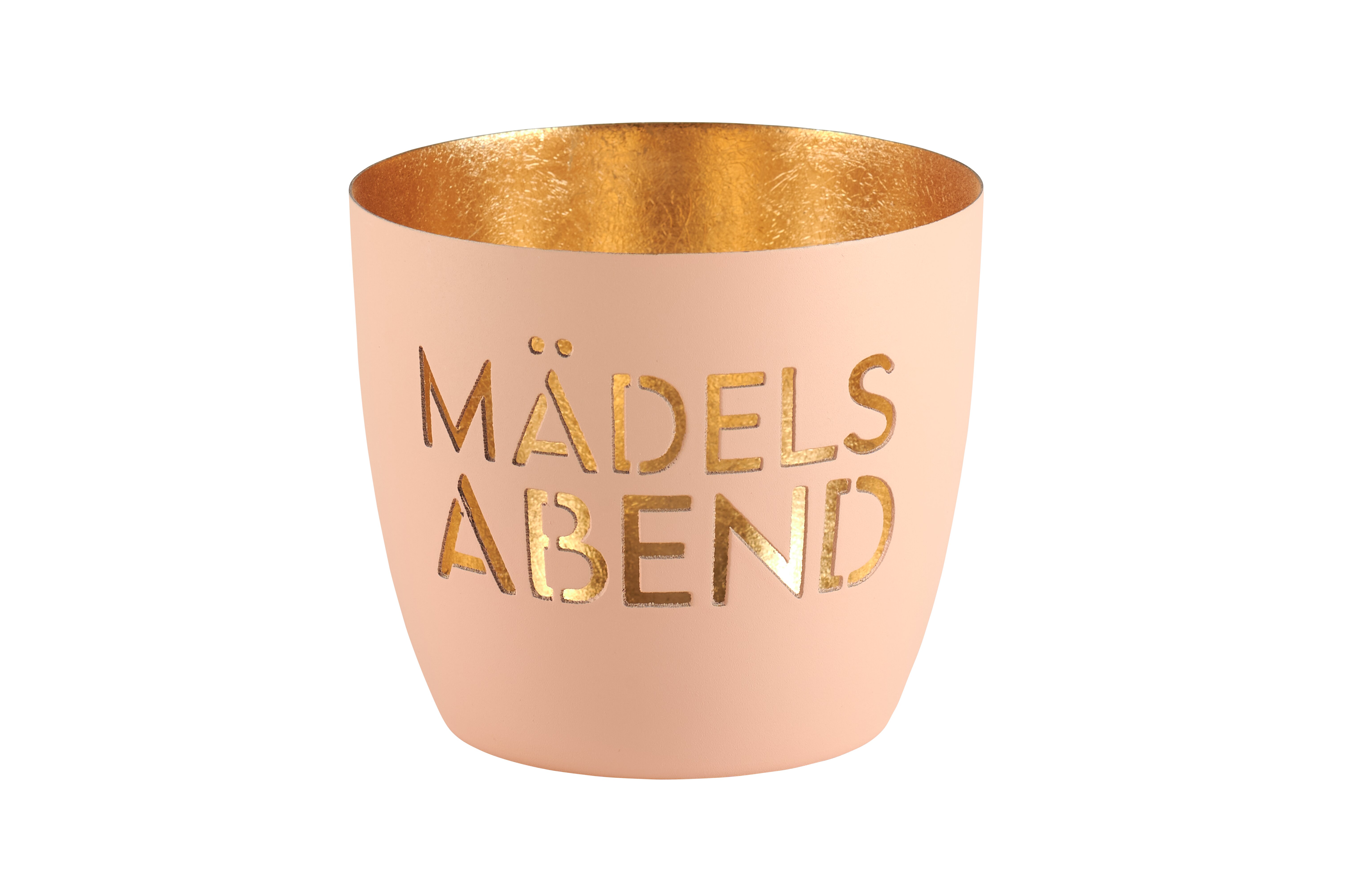 Madras, Windlicht, M, Motiv: Mädelsabend, pastellorange/gold