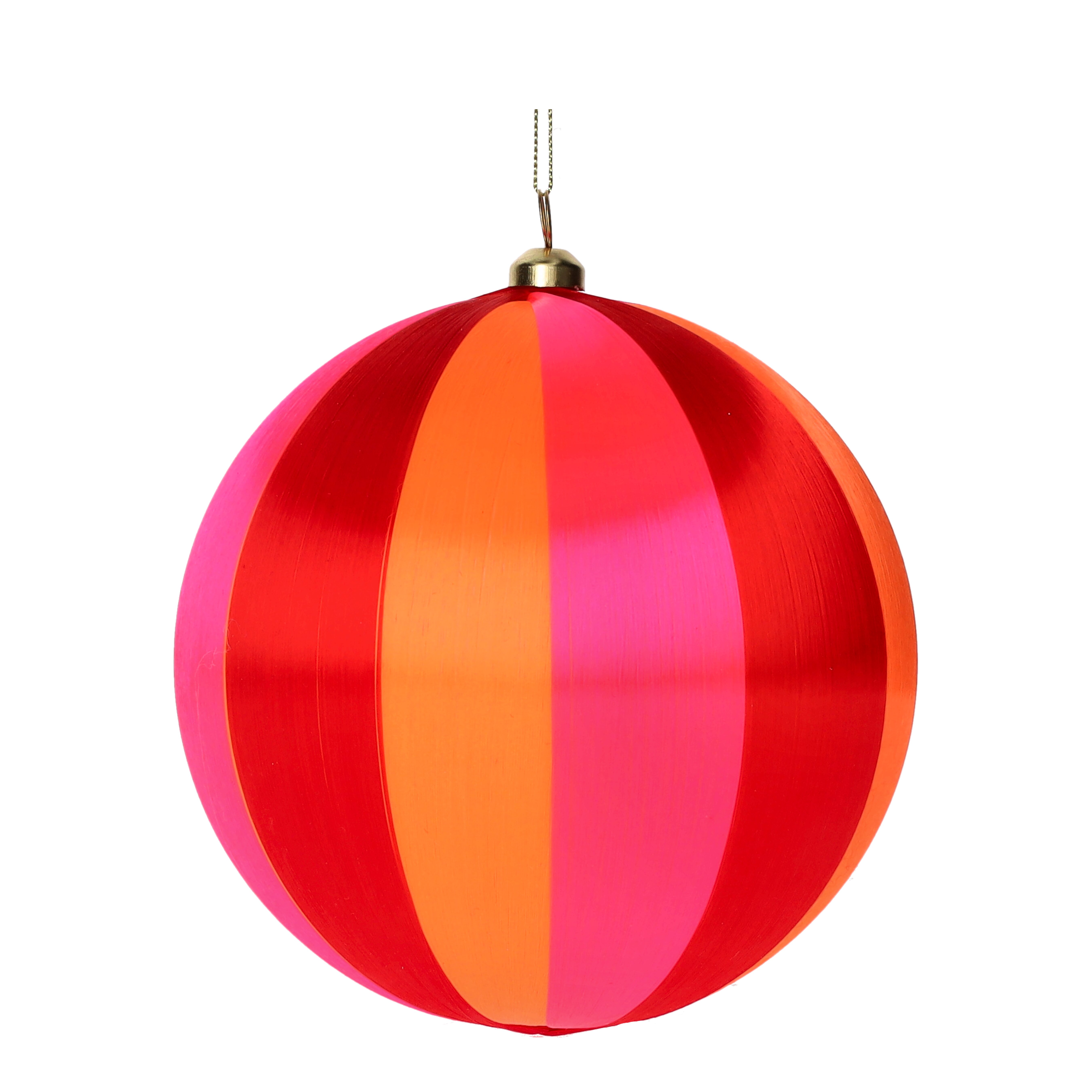 Chinois, Weihnachtskugel, 15cm, Streifen, orange/fuchsia/rot