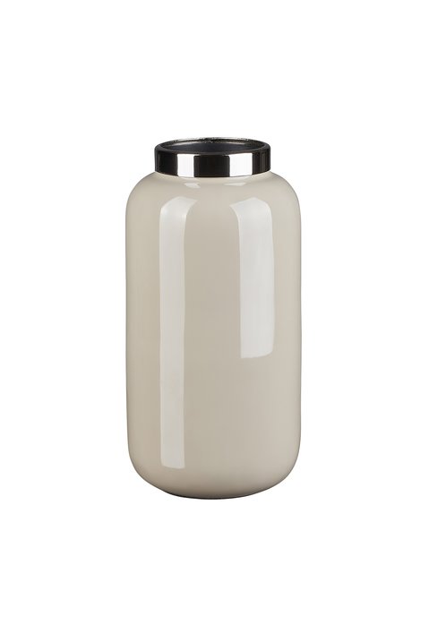 Saigon, Vase mit Metallring, XS ( H18 cm), sandstone/silber