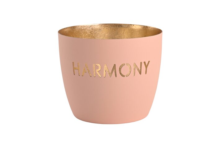 Madras, Windlicht, M, Motiv: Harmony, pastellrosa/gold