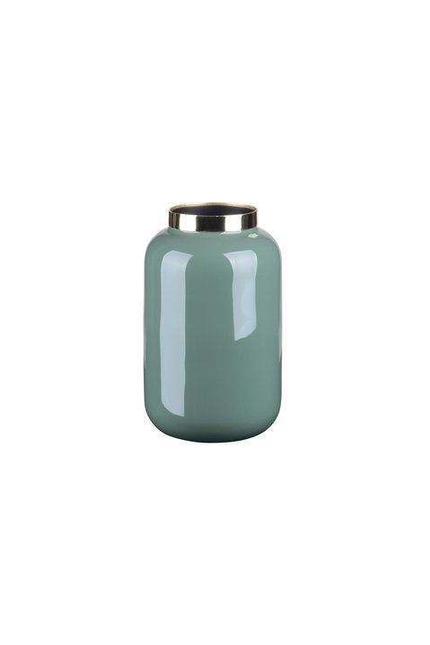Saigon, Vase mit Metallring, XS(H18cm), mantis green/gold