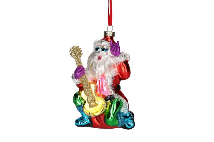 Hänger Santa mit Gitarre, mehrfarbig