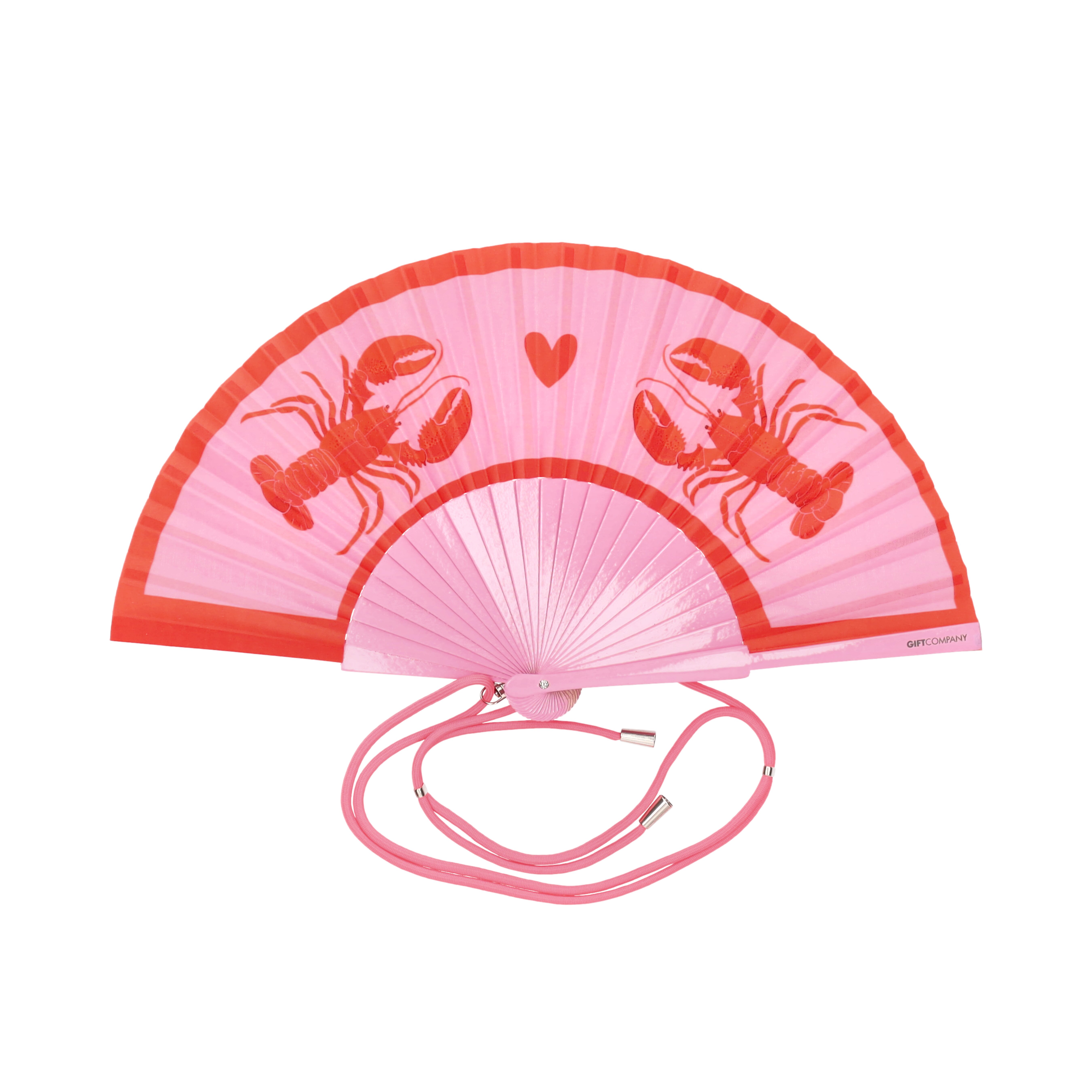 Fififan, Fan, 23cm, motive: Lobster, pink/red