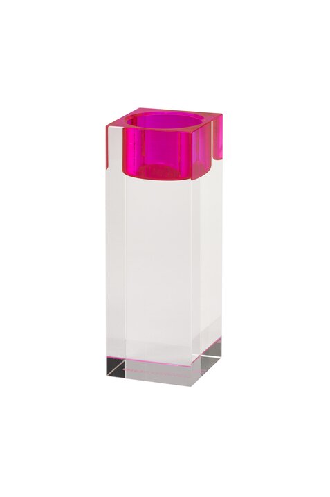 Sari, Kristallglas, Teelichthalter L(H13,6cm), pink/transparent, gs