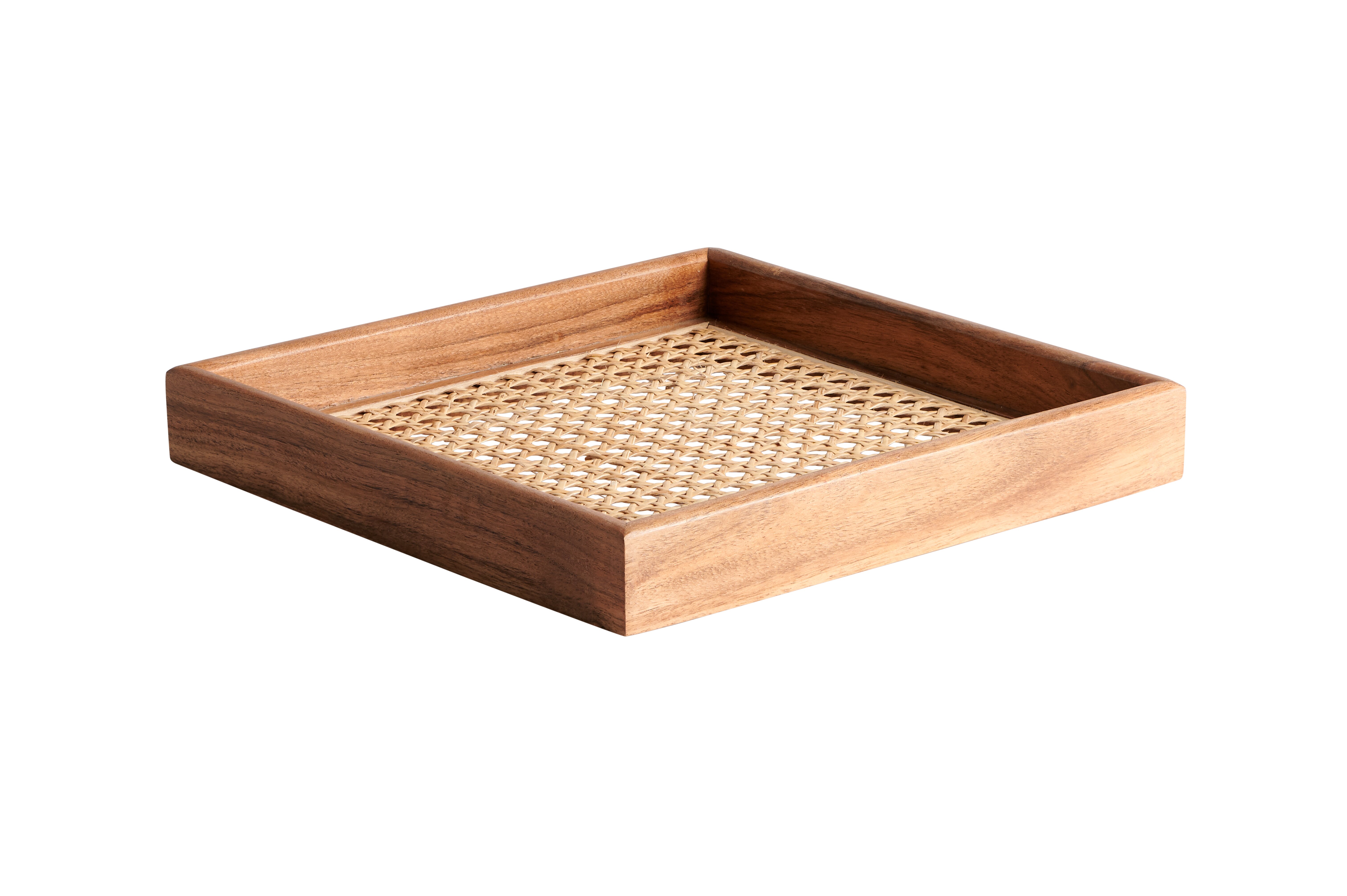 Bento, tray, S, acacia wood, braid, nature