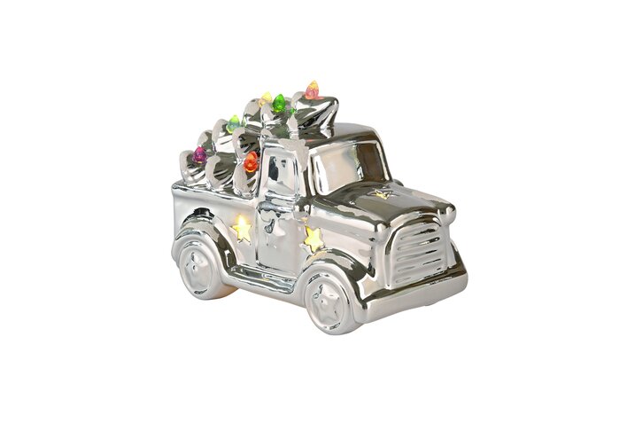 Luce, Truck mit LED,  Porzellan, silber
