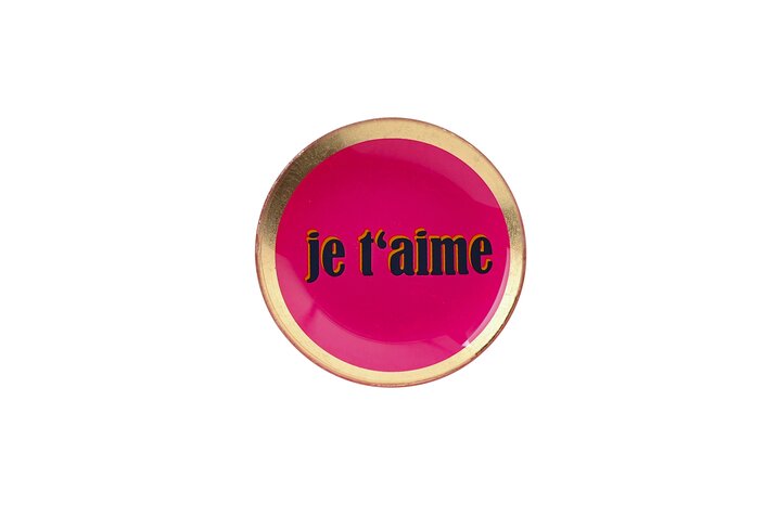 Love Plates, Glasteller S, Je t´aime, rund, neon pink