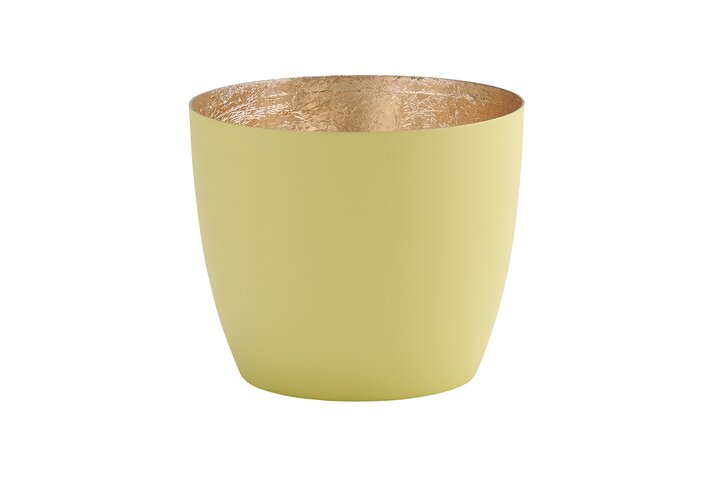 Madras, Windlicht, M, pastellgelb/gold